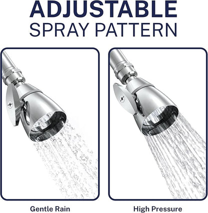 HammerHead Showers® Solid Metal 2 Inch High Pressure Shower Heads - CHROME – California Compliant 1.75 GPM Low Flow Rate - High Flow Shower Head with ADJUSTABLE SPRAY PATTERN - Fixed Shower Head