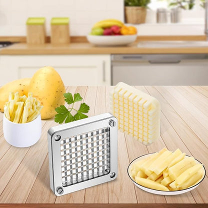 VEVOR Replacement Chopper Blade, 3/8 inch, 3 PCS French Fry Blade Assembly with 6 Extra Knives, Stainless Steel Dicer Parts and Push Block for Cutting Potatoes Carrots Onions Cucumbers Mushrooms