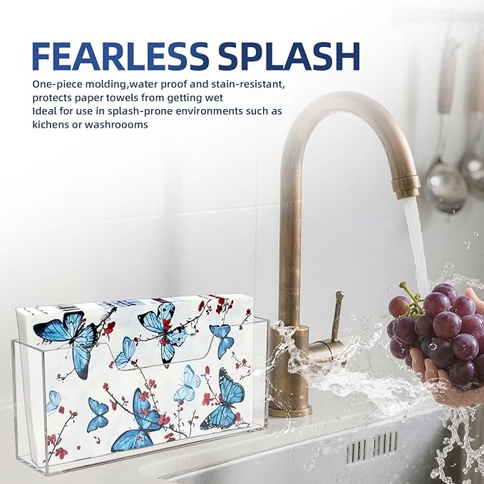 Waterproof Paper Towel holder, Acrylic Napkin Holder, Plastic Napkin Dispenser for Home, Office (Tea-colored)