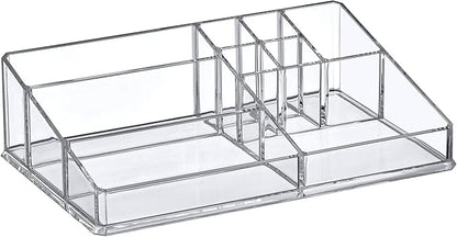 Amazing Abby - Tiffany - Acrylic Cosmetic Organizer, Transparent Plastic Makeup Holder, Compartmented, Shatter-Proof, Perfect Bathroom Vanity Storage Solution for Beauty Supply, Large