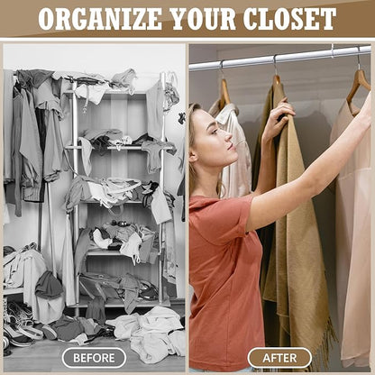 Tandefio Chrome Closet Rod 92 Inch with Oval Closet Rod 6 End Supports for Laundry Room Hanging Clothes Waterproof Shower for Curtains (Silver,2 Sets)