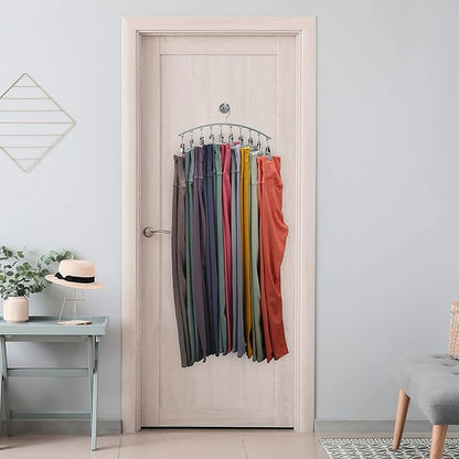 Volnamal Legging Organizer for Closet, Metal Yoga Pants Hanger w/Rubber Coated 4 Pack w/10 Clips Hold 40 Leggings, Hangers Space Saving Hanging for Closet Organizers and Storage-Gray