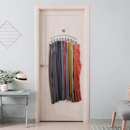 Volnamal Legging Organizer for Closet, Metal Yoga Pants Hanger w/Rubber Coated 4 Pack w/10 Clips Hold 40 Leggings, Hangers Space Saving Hanging for Closet Organizers and Storage-Gray