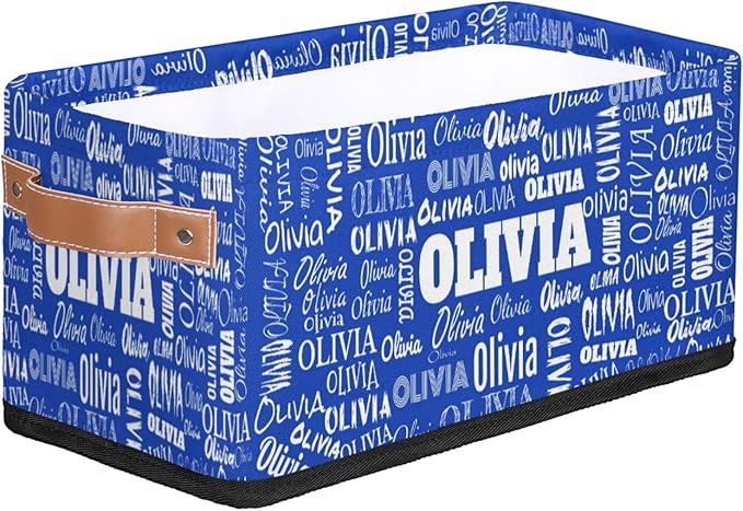 Personalized Small Storage Basket with Name, Navy Blue Countertop Toilet Paper Basket, Entryway Organizing Keys Books Toys Towels, Desk Shelf Makeup Organization