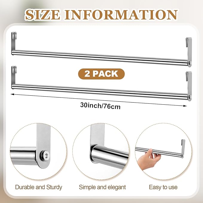 2 Pack Wire Shelving Garment Hanger Bar Wire Shelving Accessories Industrial Closet Clothes Rods for Home Retail Store(Silver,30 Inch)