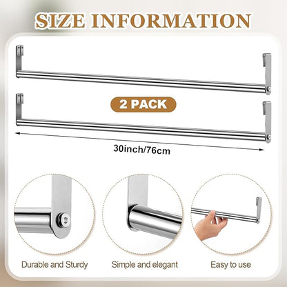 2 Pack Wire Shelving Garment Hanger Bar Wire Shelving Accessories Industrial Closet Clothes Rods for Home Retail Store(Silver,30 Inch)