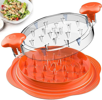SURETIVIAN Chicken Shredder Tool Twist Large Chicken Breast Shredder with Brush&Fork, Visible Meat Shredder Machine, Anti-Slip Strip, Ergonomic Handle, BPA Free, Suitable for Pork Beef Chicken(Orange)