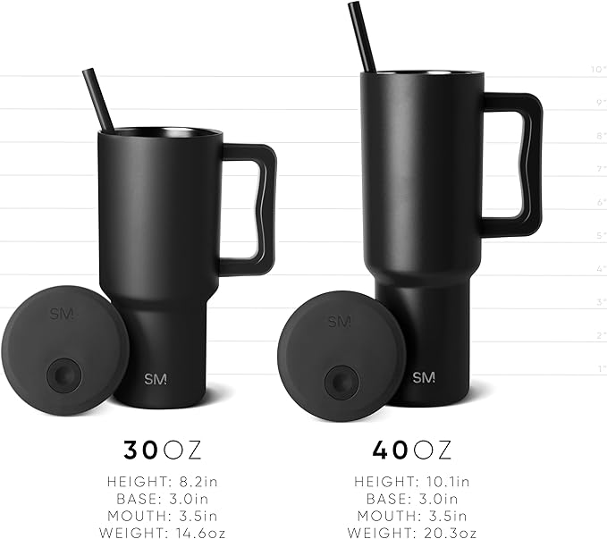 Simple Modern 40 oz Trek Tumbler with Handle and Straw Lid | Cup Holder Friendly Insulated Stainless Steel Travel Mug | Slumberland