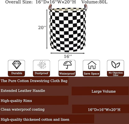 Waterproof Laundry Hamper Collapsible Laundry Basket Leather Handle Laundry Bag Large Clothes Storage Toy Organization for Bathroom Bedroom Laundryroom College Dorms (Hege-002)