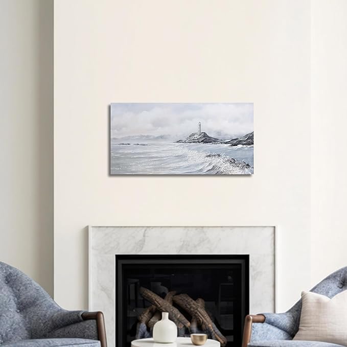Belmrxne Coastal Wall Art White and Grey Bathroom Wall Decor Moden Aesthetic Artwork Fashion Small Canvas Painting for Hallway Entryway Living Room Bedroom 12x24 Inches