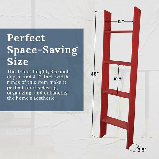 BARNWOODUSA Throw Blanket Ladder – Fully Assembled Reclaimed Wood – Rustic Decorative Ladder for Towels, Quilts, & More – Perfect Farmhouse Decor for Bathroom, Porch, or Living Room,4ft.
