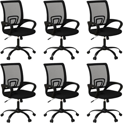 Bonzy Home Ergonomic Office Chairs Set of 6, Rolling Conference Chair with Wheels, Mesh Computer Desk Chair with 360°Swivel, Height Adjustable, 6 Pack