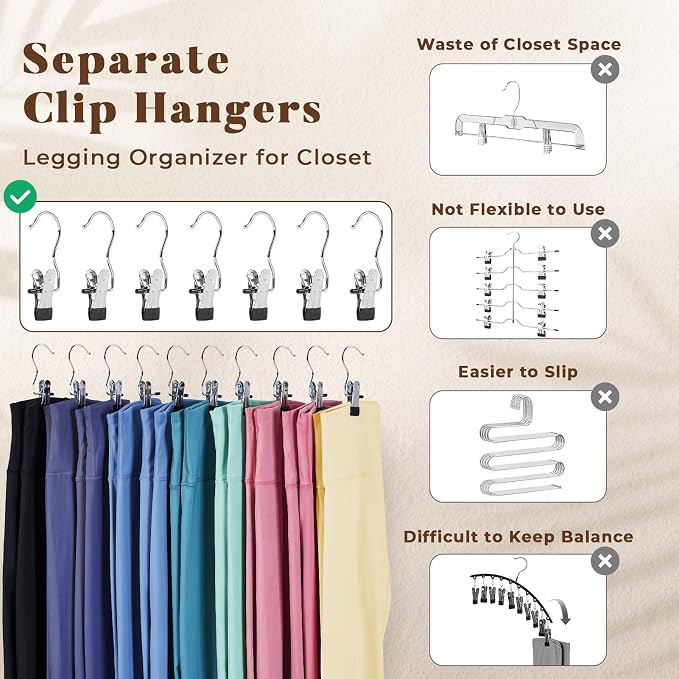 HOUSE DAY Tank Top Hanger 2 Pack and Yoga Pant Hangers with 20 Clips, Legging Organizer Space Saving Hangers Holding 20 Yoga Pants+16 Bras for Hat Camisoles Shorts, Black