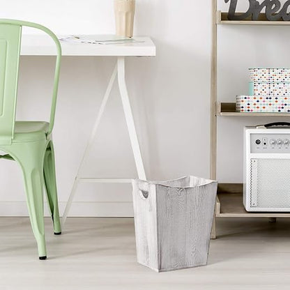 SEHERTIWY Grey Trash Can Wastebasket, 2 Gallon Small Waste Basket with 2 Handles, Rectangular Bathroom Garbage Can for Bathroom, Office, Living Room, Bedroom, Kitchen