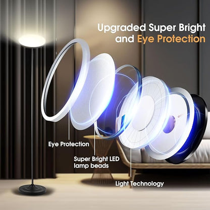 Upgraded Floor Lamp, 30W/2600LM Super Bright Floor Lamp with Remote Control, Stepless Adjust Color Temperatures and Brightness, Torchiere Standing Lamp for Living Room Bedroom Office