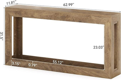 LITTLE TREE Narrow Console Tables, 63" Couch Table Behind Sofa, Extra Long Console Table for Entryway, Hallway, Living Room, Entrance, Foyer, Modern Light Oak Brown