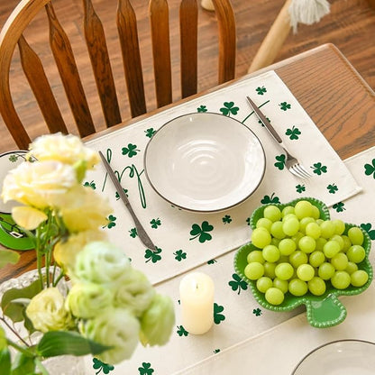 Artoid Mode Beige Lucky Shamrock St. Patrick's Day Placemats Set of 4, 12x18 Inch Seasonal Holiday Table Mats for Party Kitchen Dining Decoration