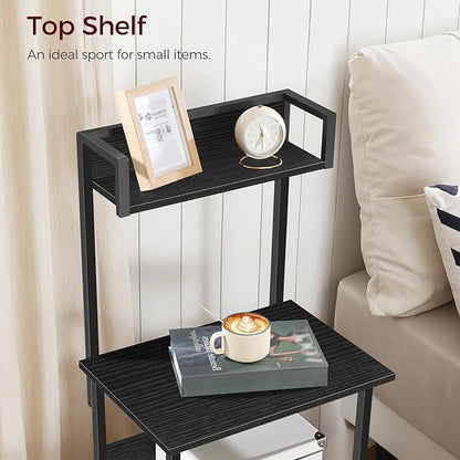 MAHANCRIS Printer Table with Storage, Home Printer Stand with File Cabinet, Fits A4/Letter Size Files, Printer Cabinet with Large Tabletop, Display Shelf, for Home Office, Black PTBK3501