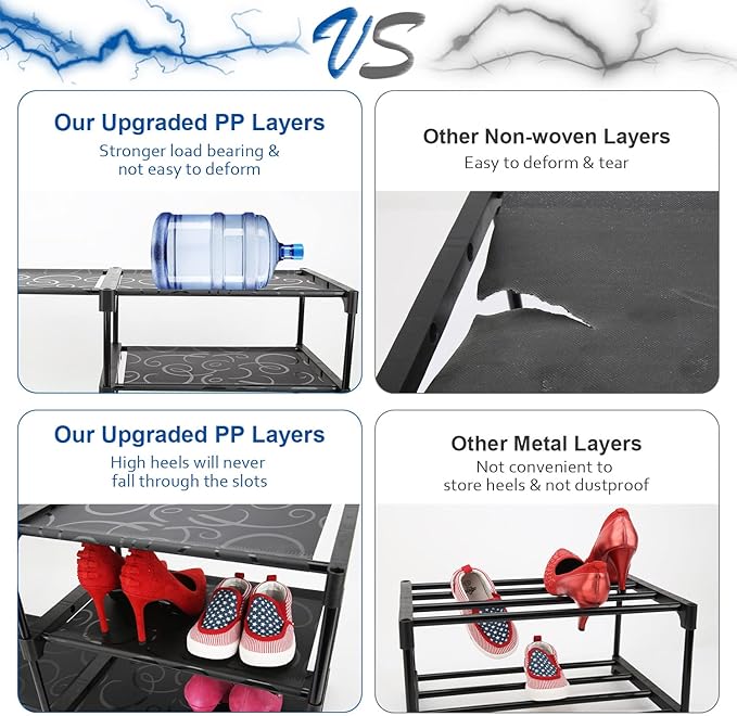 9-Tier Large Tall Shoe Rack with Covers 40-46 Pairs, Sneaker Rack Organizer Shoes Cabinet Closed Shelves Shoe Stand Holder for Garage Bedroom,Zapateras Organizer for Shoes 50 Pares