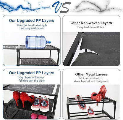 9-Tier Large Tall Shoe Rack with Covers 40-46 Pairs, Sneaker Rack Organizer Shoes Cabinet Closed Shelves Shoe Stand Holder for Garage Bedroom,Zapateras Organizer for Shoes 50 Pares