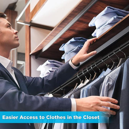 INFLATION Adjustable Closet Rod 15-25 Inch Width, 35 Inch Height Black Stylish Clothes Rack, Perfect Organizer With Tension Rod Fits Hangers Ideal For Women, Men and Kids