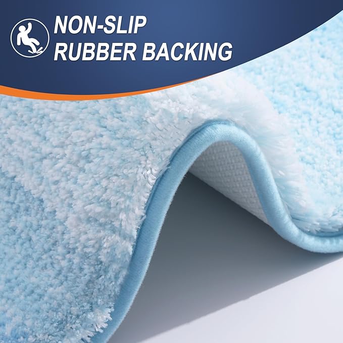 OLANLY Small Bathroom Rugs Mat 24x16, Extra Soft Absorbent Microfiber Bath Rugs, Rubber Backing, Quick Dry, Machine Washable Bath Mats for Bathroom, Tub and Shower, Home Decor Accessories, Sky Blue