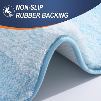 OLANLY Bathroom Runner Rugs Mat 47x24, Extra Soft Absorbent Microfiber Bath Rugs, Rubber Backing, Quick Dry, Washable Long Bath Mats for Bathroom, Tub and Shower, Home Decor Accessories, Sky Blue