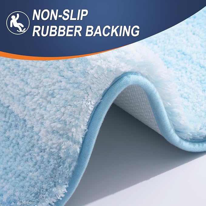 OLANLY Bathroom Rugs Mat 36x24, Extra Soft Absorbent Microfiber Bath Rugs, Rubber Backing, Quick Dry, Machine Washable Bath Mats for Bathroom Floor, Tub and Shower, Home Decor Accessories, Sky Blue