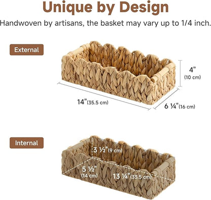 StorageWorks Toilet Paper Storage Basket, Living Room Organizers and Storage, Toilet Paper Basket with Wooden Handles, Small Water Hyacinth Scalloped Basket, Natural