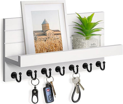 Key Holder for Wall: Upgraded 7 Sturdy Key Hooks Easy Installation Mail Organizer Wall Mount Hanging Key Rack for Kitchen and Entryway Decor