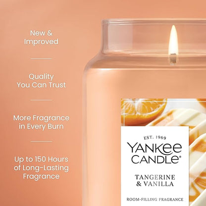 Yankee Candle Tangerine & Vanilla, Scented Candle, 22oz Large Jar with up to 150 Hour Burn Time, Giftable