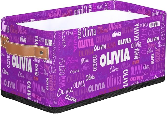 Personalized Name Toilet Paper Basket, Kids Small Toys Organize Bin, Books Shelf Basket, Clothes Towel Storage Bin for Nursery Home Decor, Dark Violet Purple