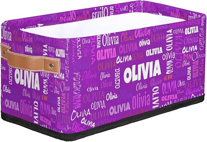 Personalized Name Toilet Paper Basket, Kids Small Toys Organize Bin, Books Shelf Basket, Clothes Towel Storage Bin for Nursery Home Decor, Dark Violet Purple