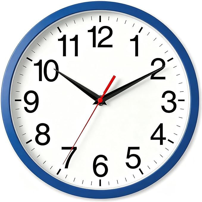 Rohioue Wall Clock Modern 8 Inch Battery Operated Silent Non Ticking Small Analog Clock Decorative for Bedroom Kitchen Bathroom Office Home (Blue)
