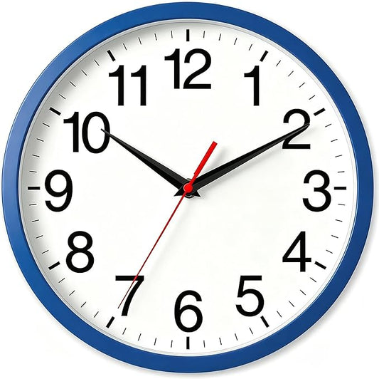 Rohioue Wall Clock Modern 8 Inch Battery Operated Silent Non Ticking Small Analog Clock Decorative for Bedroom Kitchen Bathroom Office Home (Blue)