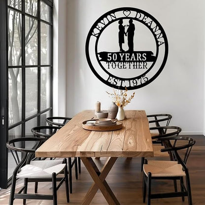 50th Wedding Gifts for Parents 20th/30th/40th/60th/Every Anniversary Wedding Gifts for Couple Parent Husband Wife, Best Anniversary Custom Gifts, Custom Metal Name Sign
