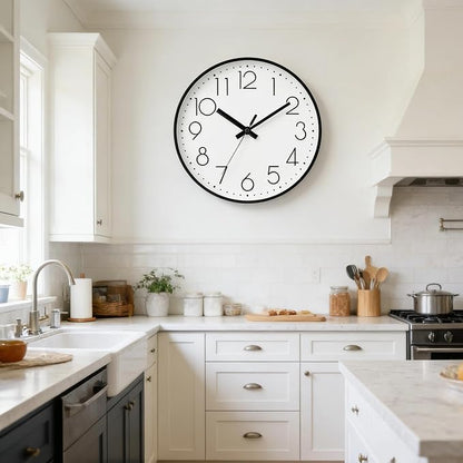 DAXSMY Wall Clock - 8 Inch Silent Non-Ticking Modern 3D Wall Clocks Battery Operated - Decorative Clock for Kitchen, Home Office, Bathroom, Bedroom(White)
