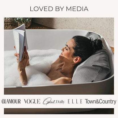 BADESOFA® Luxury Bath Pillow M - Lusciously Soft & Comfortable Tub Pillow for Bathtub - Washable & Quick-Drying Bath Back Pillow - Non-Slip Full Body Tub Pillow - Luxury Spa Cushion in Grey