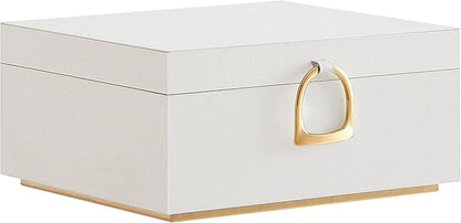 SONGMICS 2-Layer Jewelry Box, Jewelry Organizer with Handle, Removable Jewelry Tray, Jewelry Storage, Floating Effect, 8.1 x 9.4 x 4.3 Inches, Gift Idea, White UJBC165W01