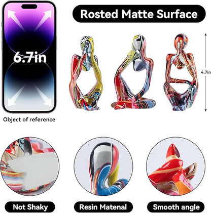 BrownLove 3pcs Hip hop Human Body Abstract Art Decoration, Modern White Art Resin Statue Room Office Shelf Bookcase Decoration