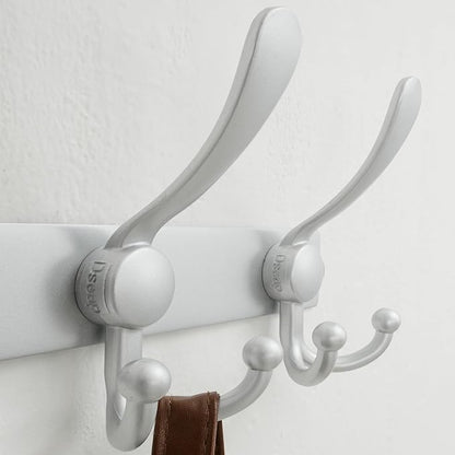 Dseap MaxStrong 2.0 Coat Rack Wall - 37” Long 10 Tri Hooks - Ultra Heavy-Duty Stainless Steel Wall Mount Coat Hanger, Hook Rail for Clothes Hats Jacket Towels Silver