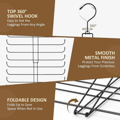 ZEDODIER Legging Organizer for Closet, 2 Pack Rotatable Yoga Pants Hanger for Women's XS-XL and Girls' Leggings, Holds Up to 40 Pairs, Space-Saving Closet Organizers and Storage, Black