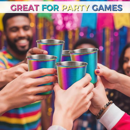 Mimorou 20 Pack 8 oz Stainless Steel Pint Cups Metal Cups Unbreakable Drinking Water Tumblers Stackable Tumbler for Adults Bar Home Restaurant Travel Picnic Camping Outdoor (Rainbow)