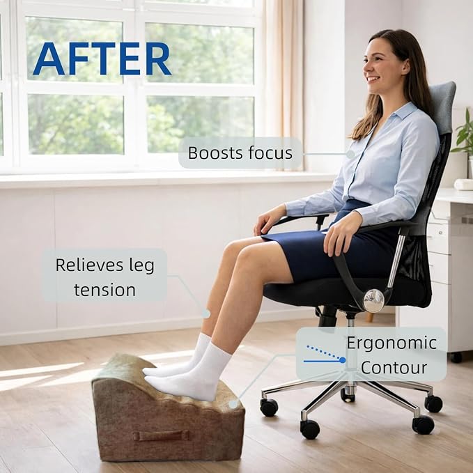 Foot Rest for Under Desk at Work, Non-Slip Office Foot Stool for Office Chair, Gaming Chair & Sofa, Leg Elevation Support for All-Day Comfort (Brown)