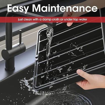Aujen Silverware Organizer - Expandable Kitchen Drawer Organizer, Adjustable Utensil Organizer, Cutlery Tray for Forks, Knives, Multipurpose Kitchen Organizers and Storage Solution, Black, Large