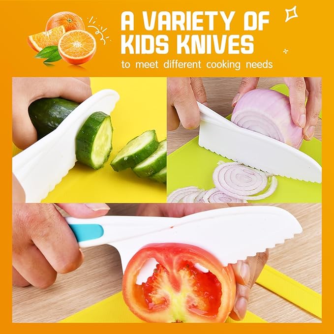 Yeeammk Montessori Toddler Knife Set-3PCS Kids Safe Knives for Real Cooking Kids Cooking Sets Real Cooking Kitchen Tools Toddler Friendly Knives