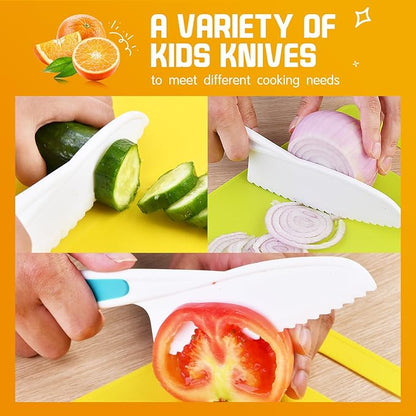 Yeeammk Montessori Toddler Knife Set-3PCS Kids Safe Knives for Real Cooking Kids Cooking Sets Real Cooking Kitchen Tools Toddler Friendly Knives