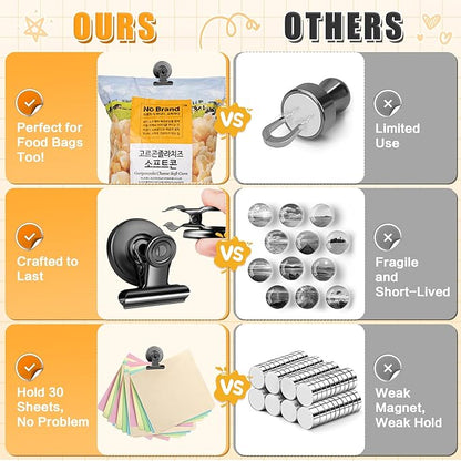 Grtard 100pack Magnetic Clips Heavy Duty, Black Magnet Clips for Fridge, Refrigerator Magnets, Scratch Free Magnets with Clip, Strong Magnetic Clip for Refrigerator, Whiteboard, Locker, Cruise
