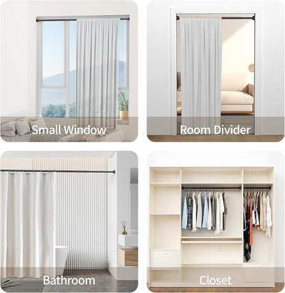 Mcrbeay Shower Curtain Rod, 1" Diameter Heavy Duty Tension Shower Rod, Non Slip Adjustable 28-74 inch No Drilling Shower Curtain Rods Spring Tension For Bathroom, Shower Stall, No Rust, Black