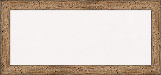 Amanti Art White Cork Board for Wall, 16x34 Vision Board with Brown Wood Frame, Medium Corkboard Office Decor for Home Organization, Rustic Farmhouse Corkboard Pinboard to display items for home